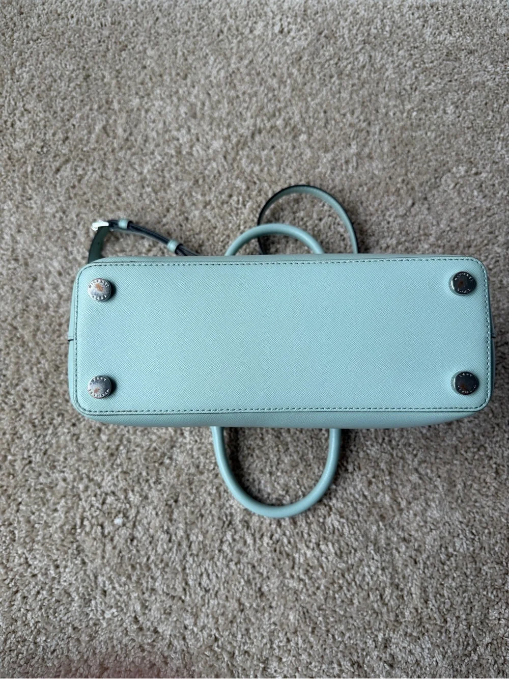 Michael Kors Mint Green Saffiano Satchel with Crossbody Strap